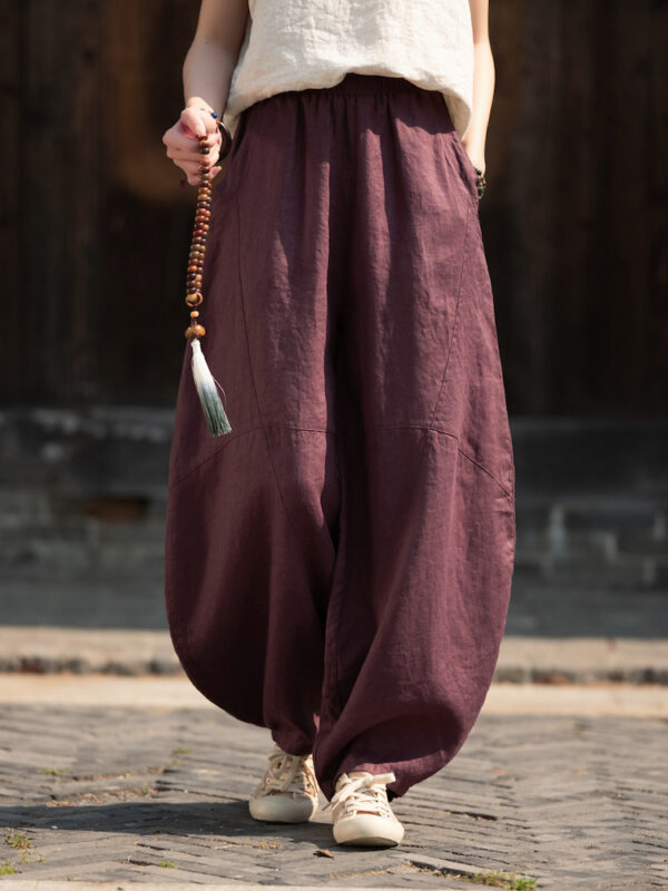 Relaxed Fit Monk Pants Linen Lantern Trousers4.jpg