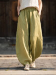 Relaxed Fit Monk Pants Linen Lantern Trousers4.jpg