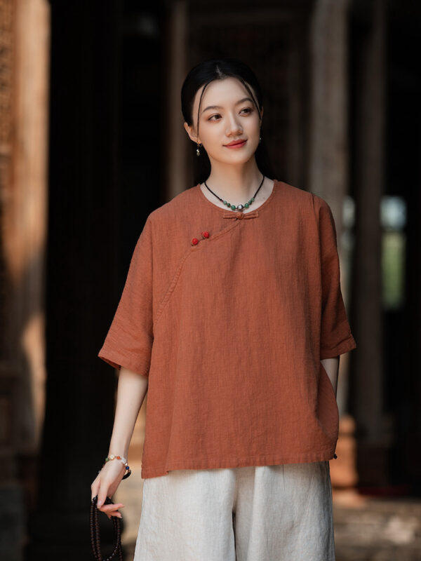 Summer Linen Cheongsam Top Blouse1.jpg