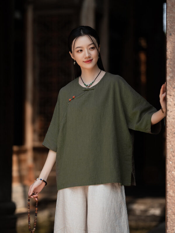 Summer Linen Cheongsam Top Blouse2.jpg