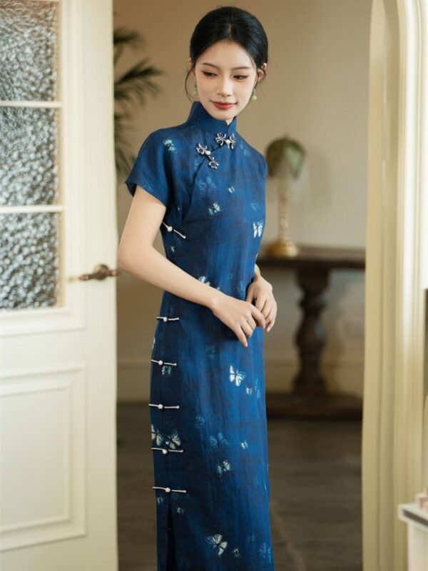 Traditional Qipao Retro Long Tencel Linen Dress1.jpg