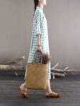 Vintage Checkered Qipao Loose Linen Dress4.jpg