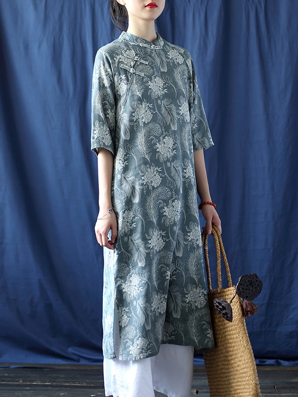 Vintage Chinese Style Dress Jacquard Cheongsam1.jpg