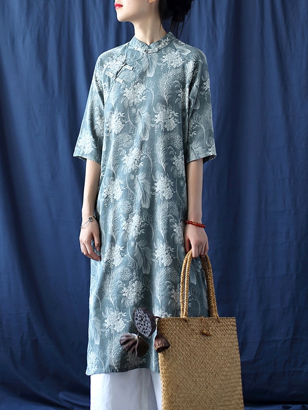 Vintage Chinese Style Dress Jacquard Cheongsam2.jpg