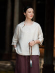 Vintage Dye Linen Shirt Loose Fit Tea Top3.jpg