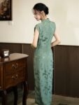 Vintage Green Cheongsam Long Chinese Dress4.jpg