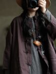 Vintage Linen Frog Button Jacket Women1.jpg