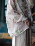 Vintage Mandarin Collar Blouse Linen Floral Shirt1.jpg