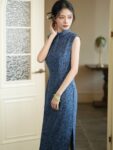 Vintage Shanghai Cheongsam Long Tencel Qipao2.jpg