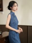 Vintage Shanghai Cheongsam Long Tencel Qipao2.jpg