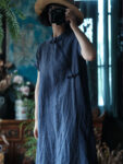 Washed Indigo Frog Button Dress in Linen 2.jpg