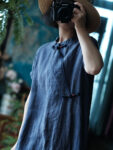 Washed Indigo Frog Button Dress in Linen 2.jpg