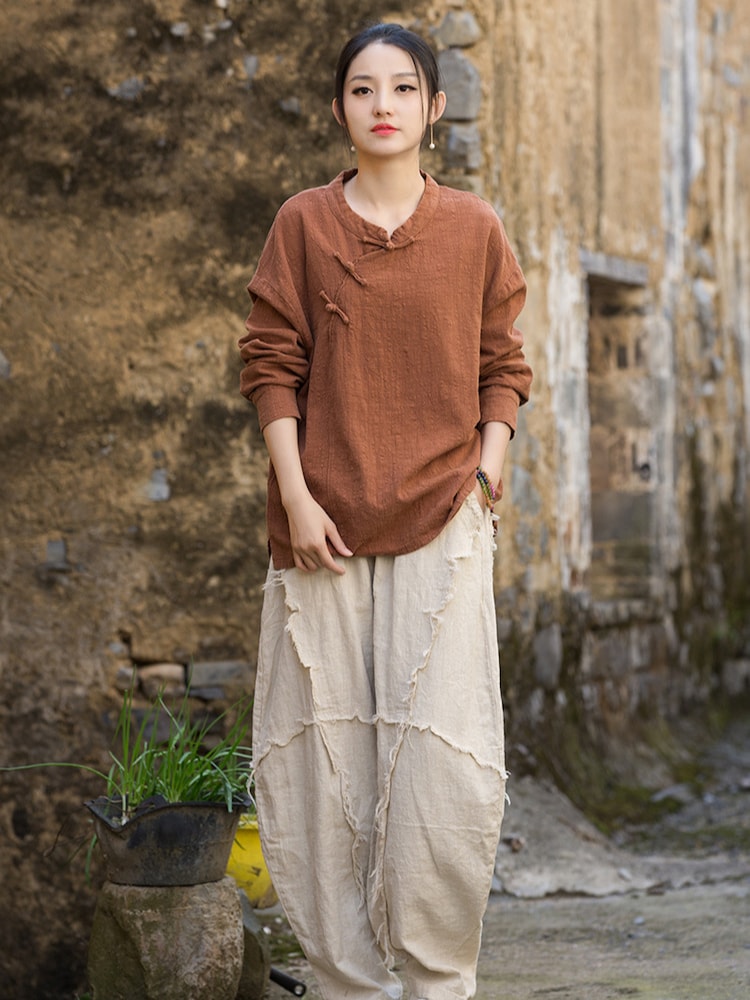 Zen Style Long Sleeve Blouse Cotton Shirt3.jpg Zen Style Long Sleeve Blouse Cotton Shirt3.jpg