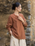 Zen Style Long Sleeve Blouse Cotton Shirt2.jpg