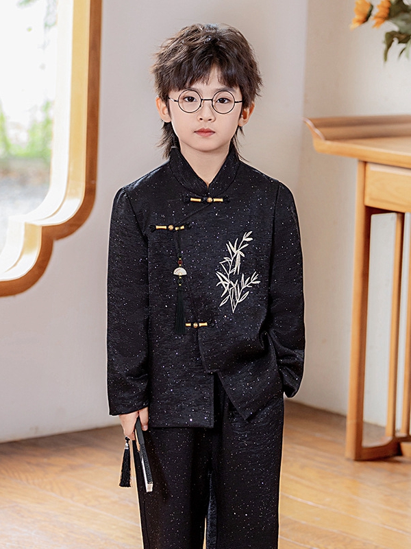 boys chinese bamboo outfit front view 02.jpg