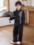 boys chinese embroidered jacket fan pose 2.jpg