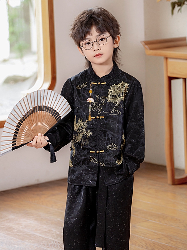 boys embroidered tang suit fan pose 3.jpg boys embroidered tang suit fan pose 3.jpg