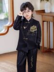 boys gold embroidered chinese jacket standing 3.jpg