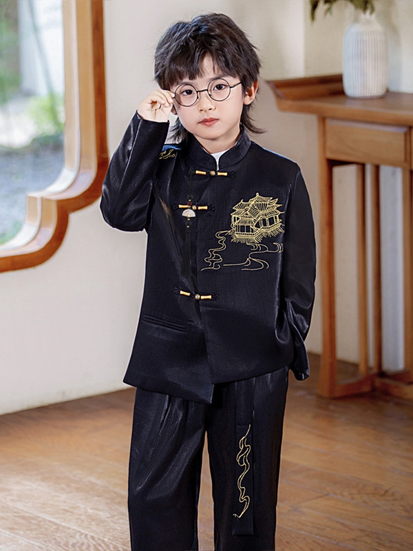 boys gold embroidered chinese jacket standing 3.jpg