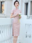 chinese plaid cheongsam dress female 1.jpg