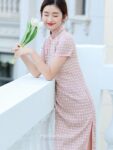 chinese plaid cheongsam dress female 1.jpg