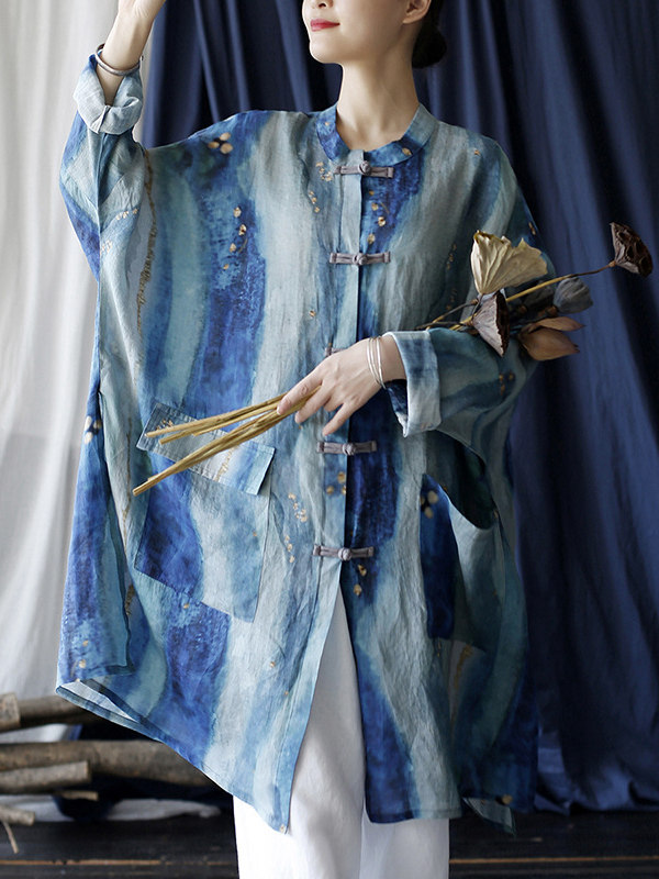 hmnskd122 ramie shirt blue front frog button.jpg