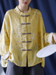 hmnskd132 linen jacket yellow front frog buttons.jpg
