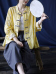 hmnskd132 linen jacket yellow front frog buttons.jpg