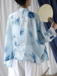 hmnskd135 linen cardigan blue casual front style.jpg
