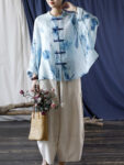 hmnskd135 linen cardigan blue casual front style.jpg