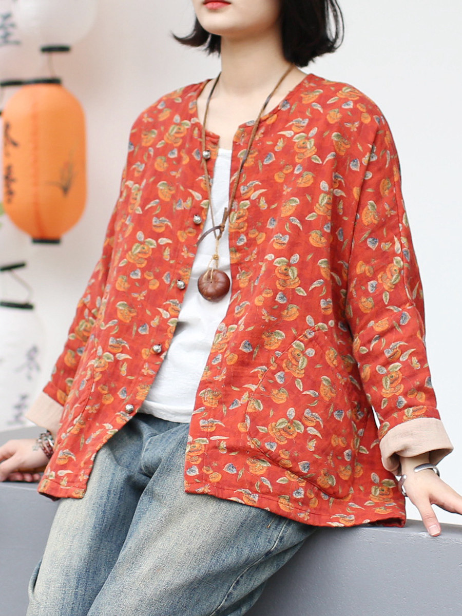 hmnskd136 cotton jacket orange front floral print.jpg hmnskd136 cotton jacket orange front floral print.jpg