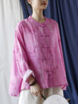 hmnskd138 linen jacket pink front frog buttons.jpg