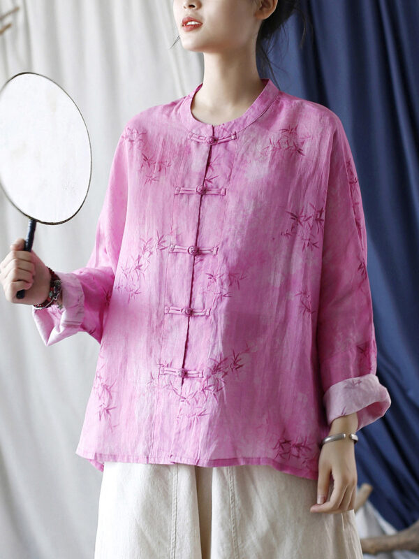 hmnskd138 linen jacket pink front frog buttons.jpg