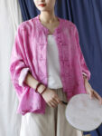 hmnskd138 linen jacket pink front frog buttons.jpg