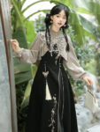 hqhf10011 modern hanfu black taupe front full look.jpg