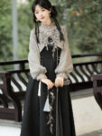 hqhf10011 modern hanfu black taupe front full look.jpg