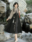 hqhf10011 modern hanfu black taupe front full look.jpg