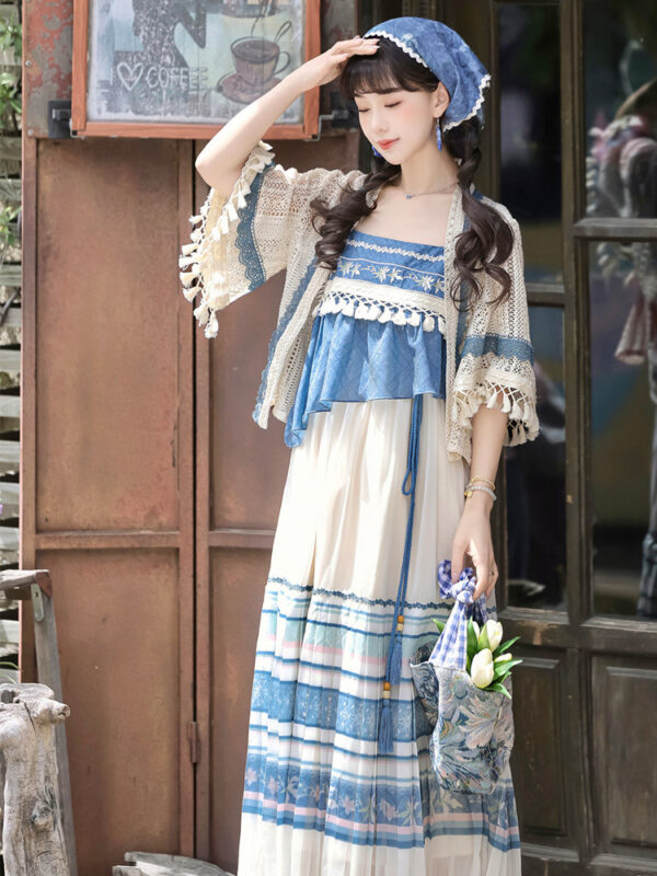 hqhf10014 modern hanfu blue ivory front cover up look.jpg