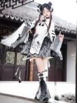 hqhf10062 modern hanfu black white front standing look.jpg