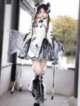 hqhf10062 modern hanfu black white front standing look.jpg