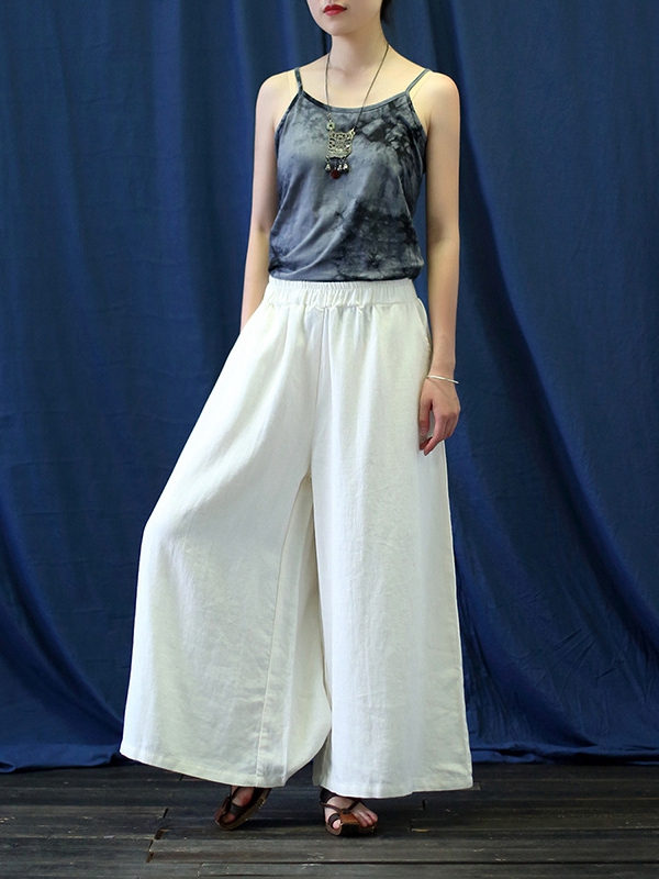 linen skirt pants women side flow.jpg