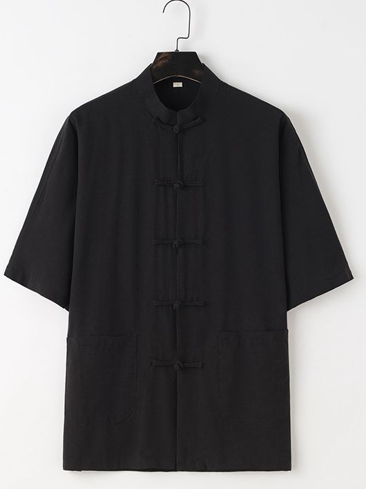mens chinese tang shirt black front.jpg