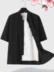 mens chinese tang shirt black front.jpg