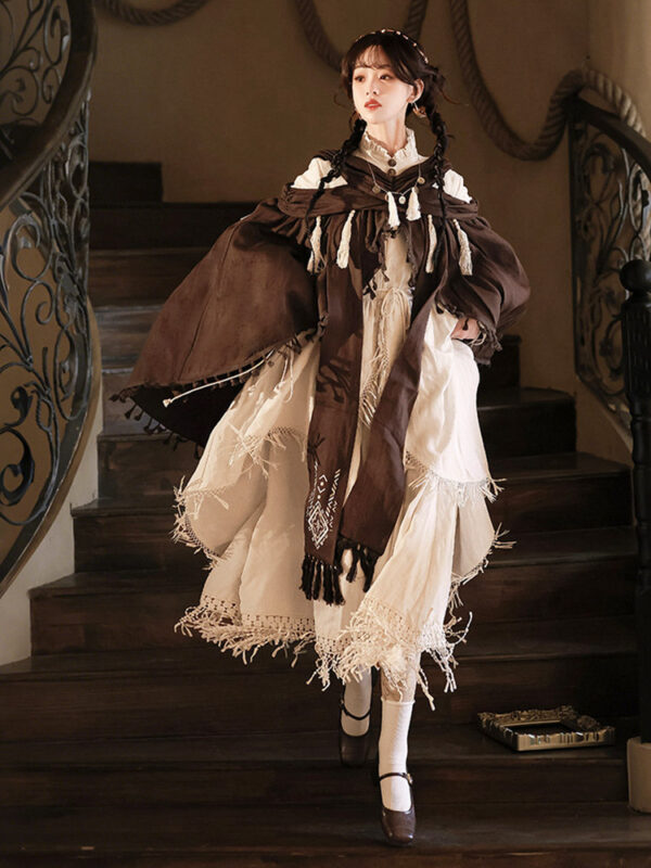 mh1012 modern hanfu brown ivory front cloak look.jpg