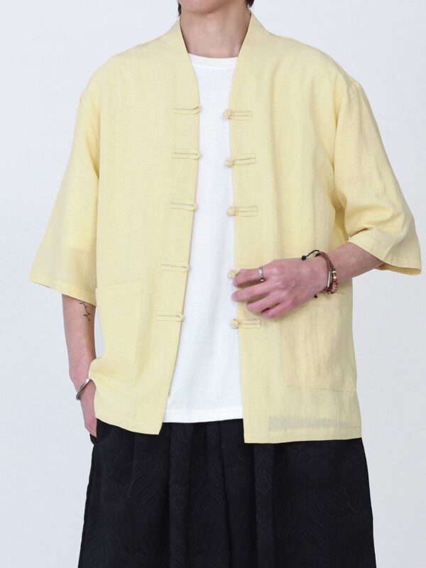 xlts10238 tang suit yellow front frog buttons.jpg