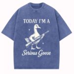 Serious Goose Graphic T Shirt Quirky Animal Art Funny Slogan Tee Premium Washed Cotton Standout Casual Wear for Men Women.jpg