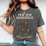 Retro Cowboy Graphic T Shirt Funny Western Pew Pew Tee Vintage Rodeo Aesthetic Shirt.jpg