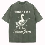Serious Goose Graphic T Shirt Quirky Animal Art Funny Slogan Tee Premium Washed Cotton Standout Casual Wear for Men Women.jpg