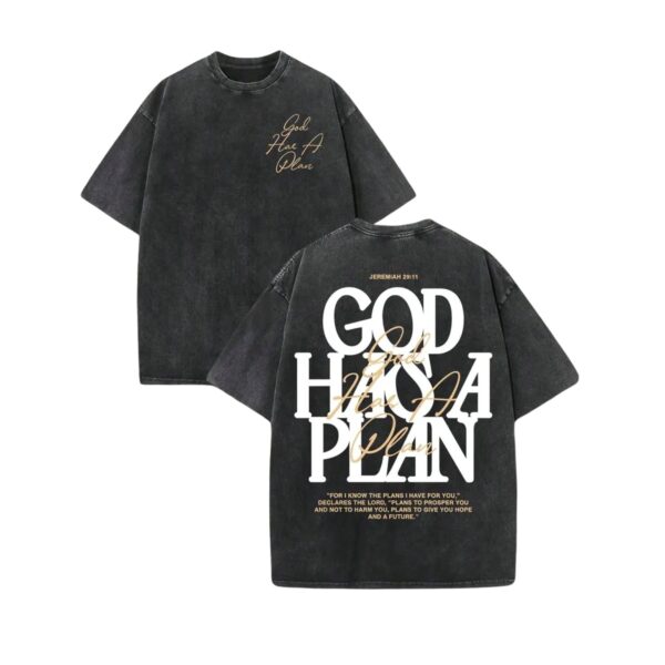 God Has a Plan Vintage Washed T Shirt 230gsm Heavyweight Double Sided Christian Graphic Tee.jpg