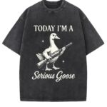 Serious Goose Graphic T Shirt Quirky Animal Art Funny Slogan Tee Premium Washed Cotton Standout Casual Wear for Men Women.jpg